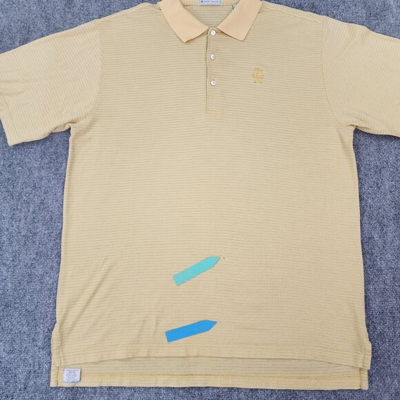 Peter Millar Shirt Men Large Yellow Micro Dot Polo Short Sleeve Performance Golf - Picture 11 of 16
